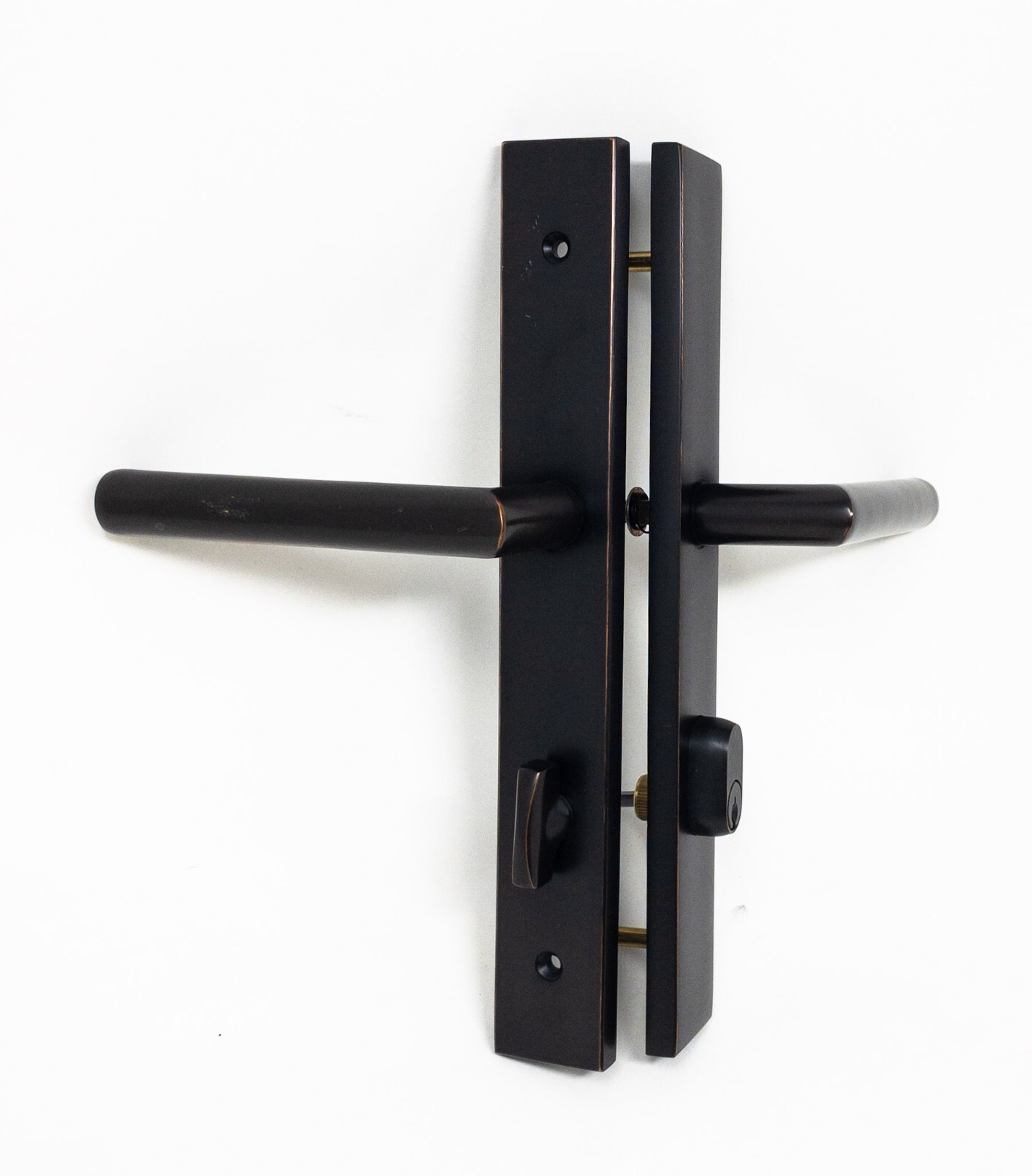 Emtek Stretto Rectangular 11 In Single Cylinder Slideplate Entry Set Oil Bronze