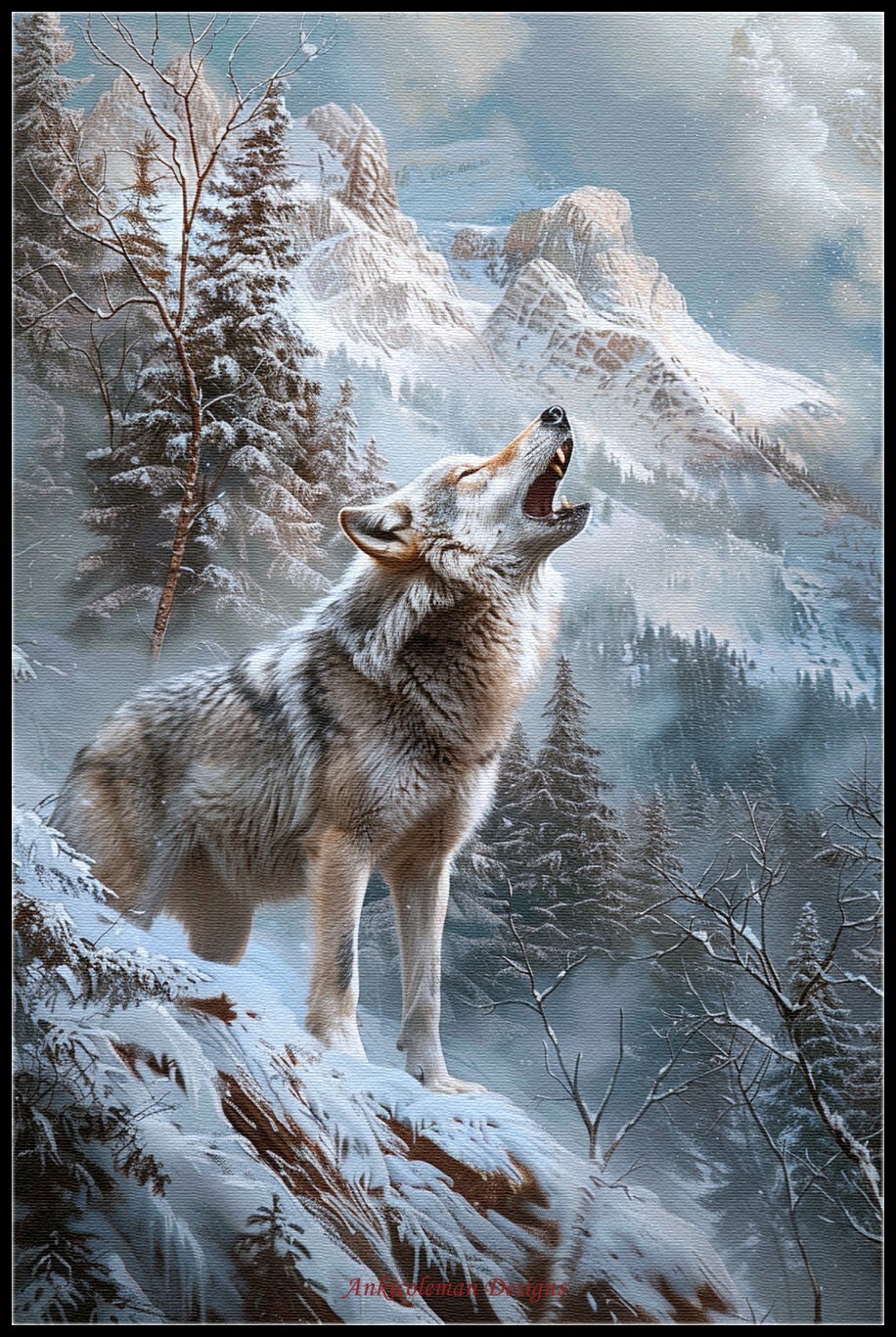 A Grey Wolf - DIY Chart Counted Cross Stitch Patterns Needlework DMC Color 14 ct