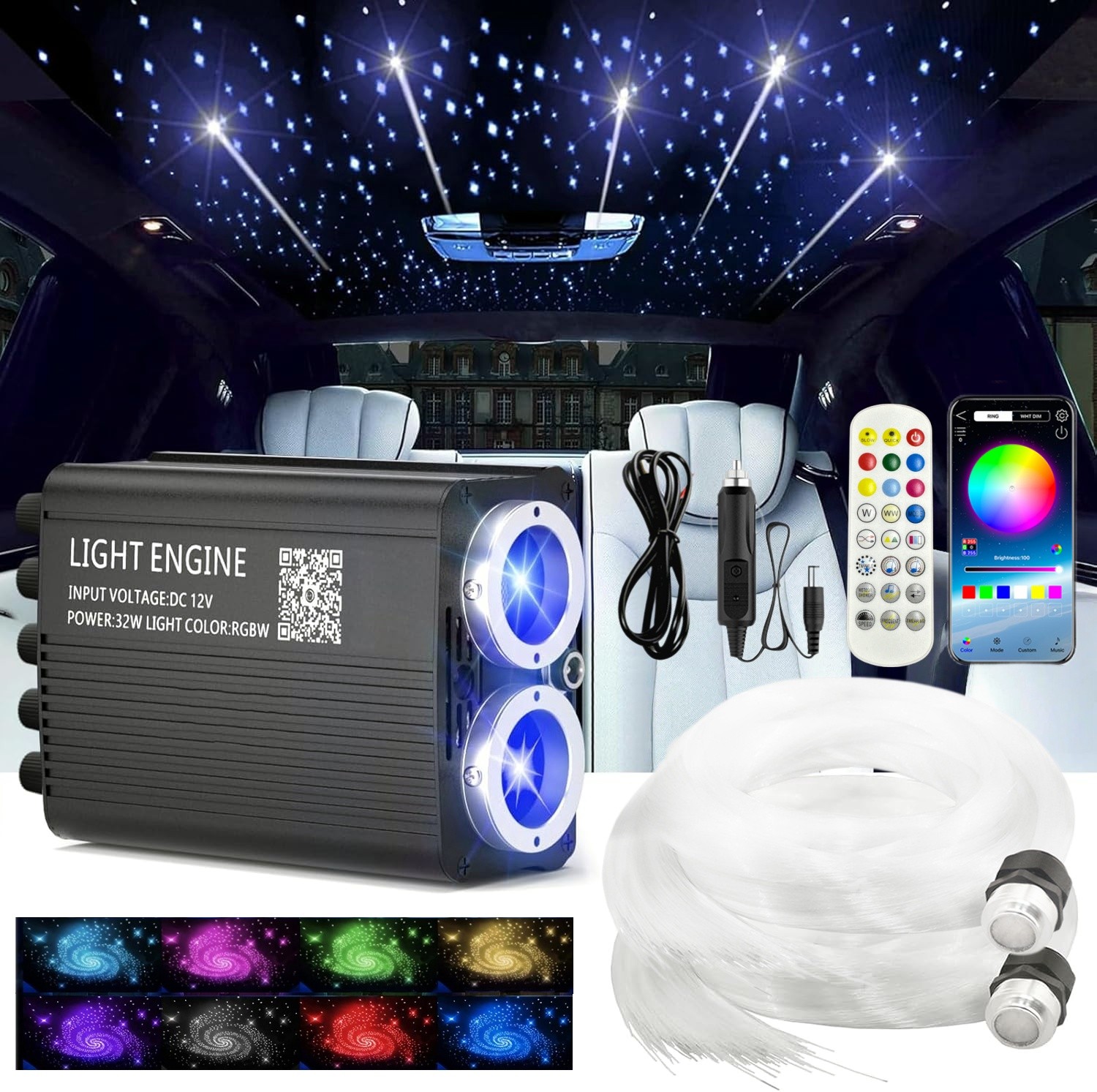 32W Twinkle & Meteor Car/Home Headliner Star Light kit Roof Ceiling Fiber Optic