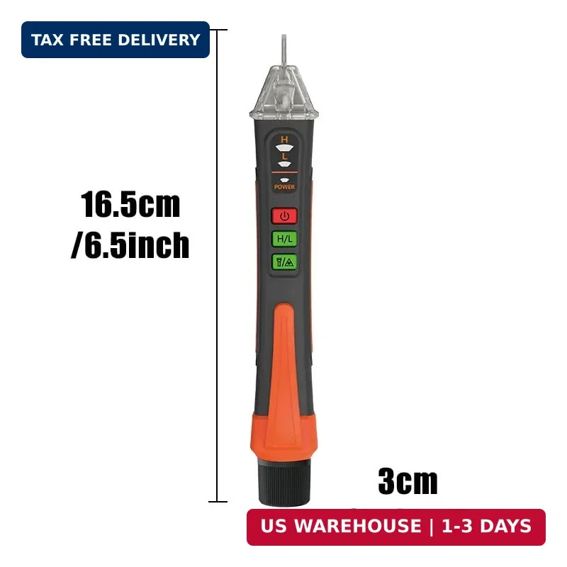Non-Contact Voltage Tester with LED Flashlight, Buzzer Alarm, AC Voltage