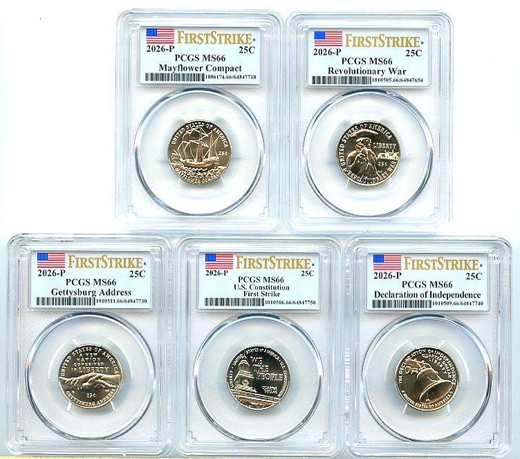 2026-P Mint Uncirculated 10-Coin Set 1776-2026 PCGS MS66, First Strike Free Ship