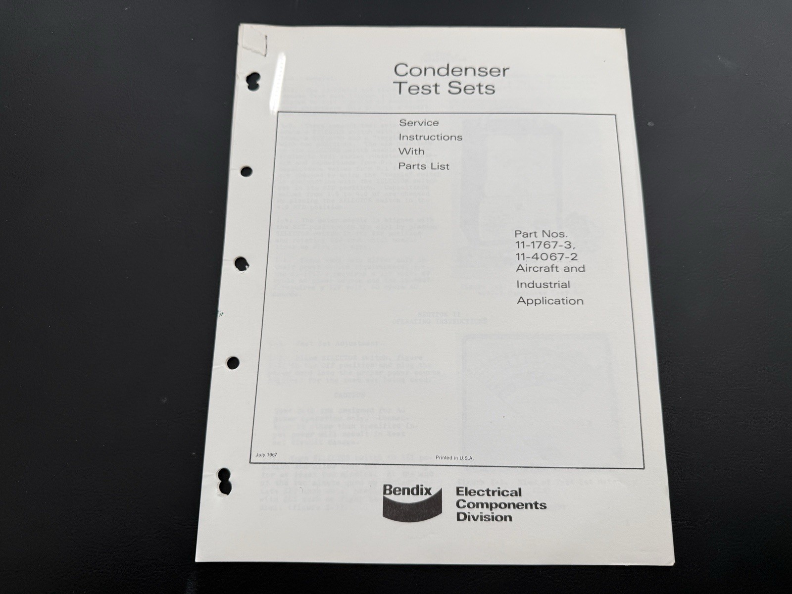 Condenser Test Sets Service and Parts List Manual: 11-1767-3, 11-4067-2
