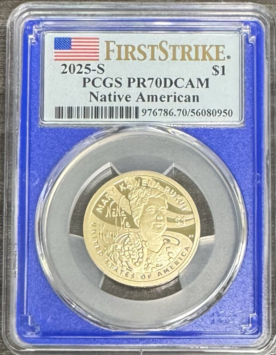 2025 S Sacagawea Native American Dollar PCGS PR70DCAM First Strike, Blue Core