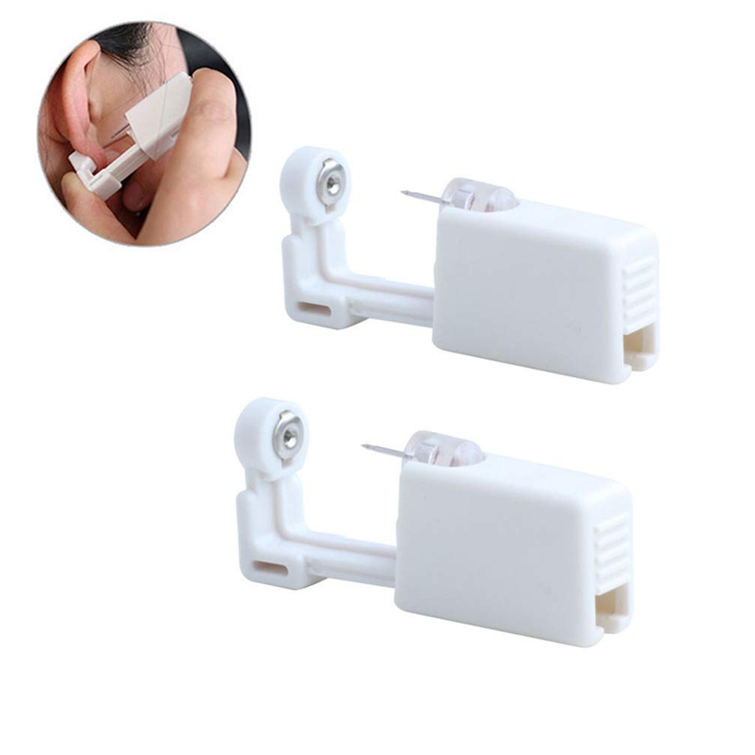 silver angel Self Ear Piercing Gun Disposable Body Piercing Kit With 3mm Ear ...