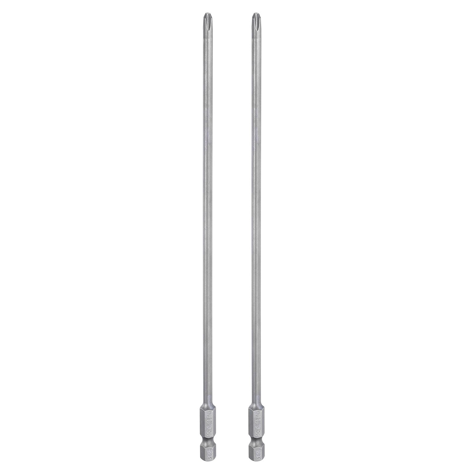 HARFINGTON 2pcs #2 Phillips Screwdriver Bit PH2 1/4" x 200mm x 4mm, Gray