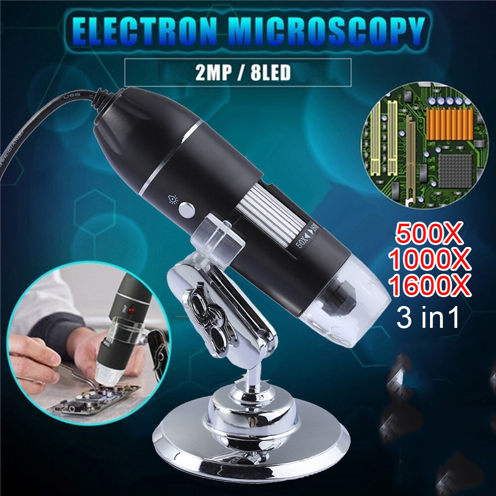 Real 1600X Digital Binocular Microscope USB Camera LED Android Phones Window PC