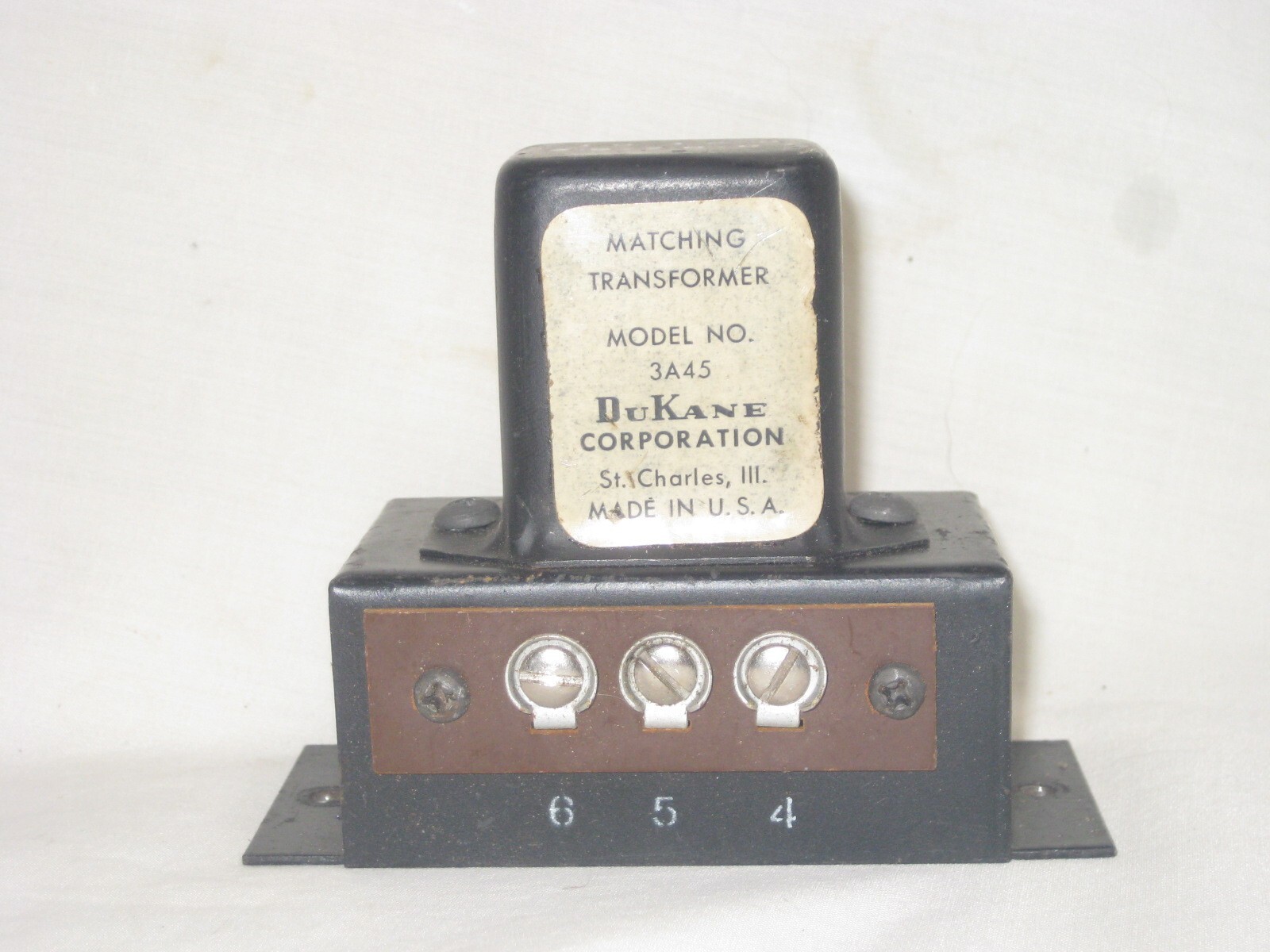 vintage DUKANE MATCHING TRANSFORMER MODEL NO. 3A45