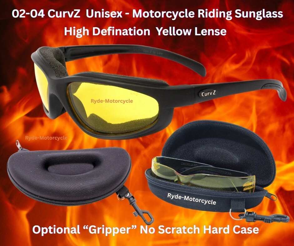 CurvZ 02-04 High Definition Yellow Lens Rider Sunglass - Gripper Protective Case