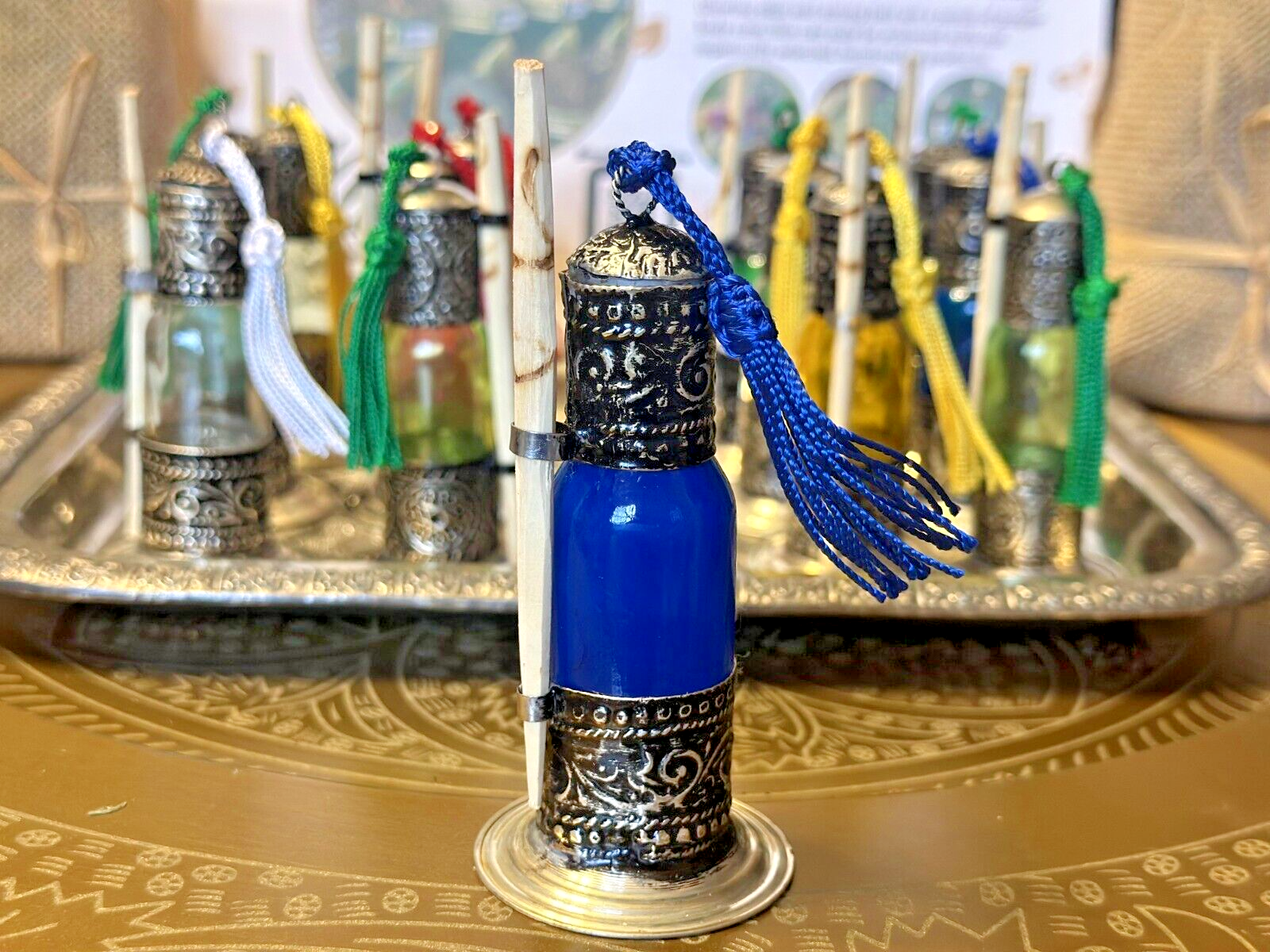 Handcrafted Moroccan Kohl Glass Metal Container