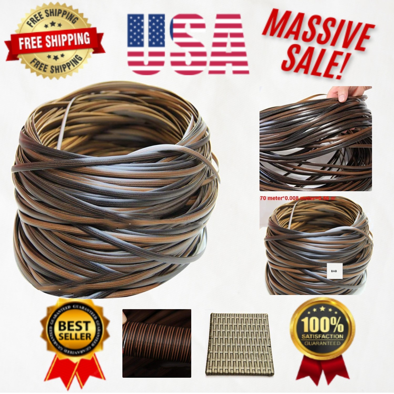 Durable 230FT Wicker Repair Kit - Coffee Brown for Easy Furniture Revitalization