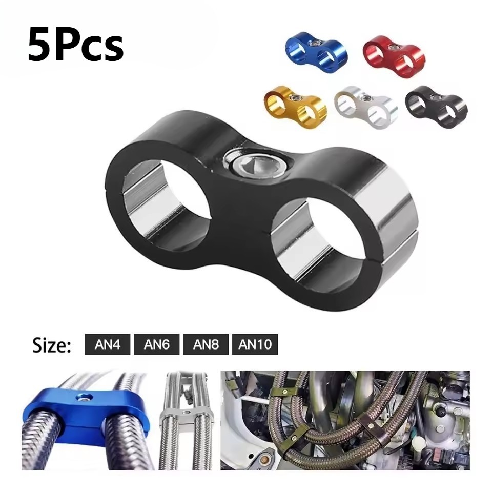 5Pcs Hose Separator Clamp Fitting Connector 4AN 6AN 8AN 10AN 12AN Oil Fuel Line