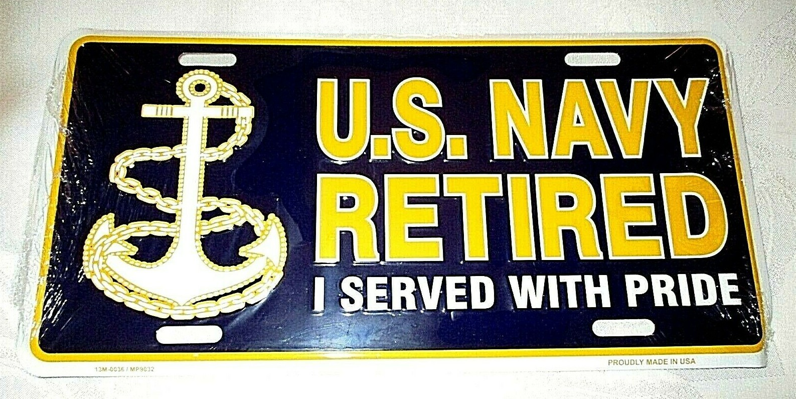 U. S. NAVY RETIRED EMBOSSED METAL LICENSE PLATE #04 - NEW