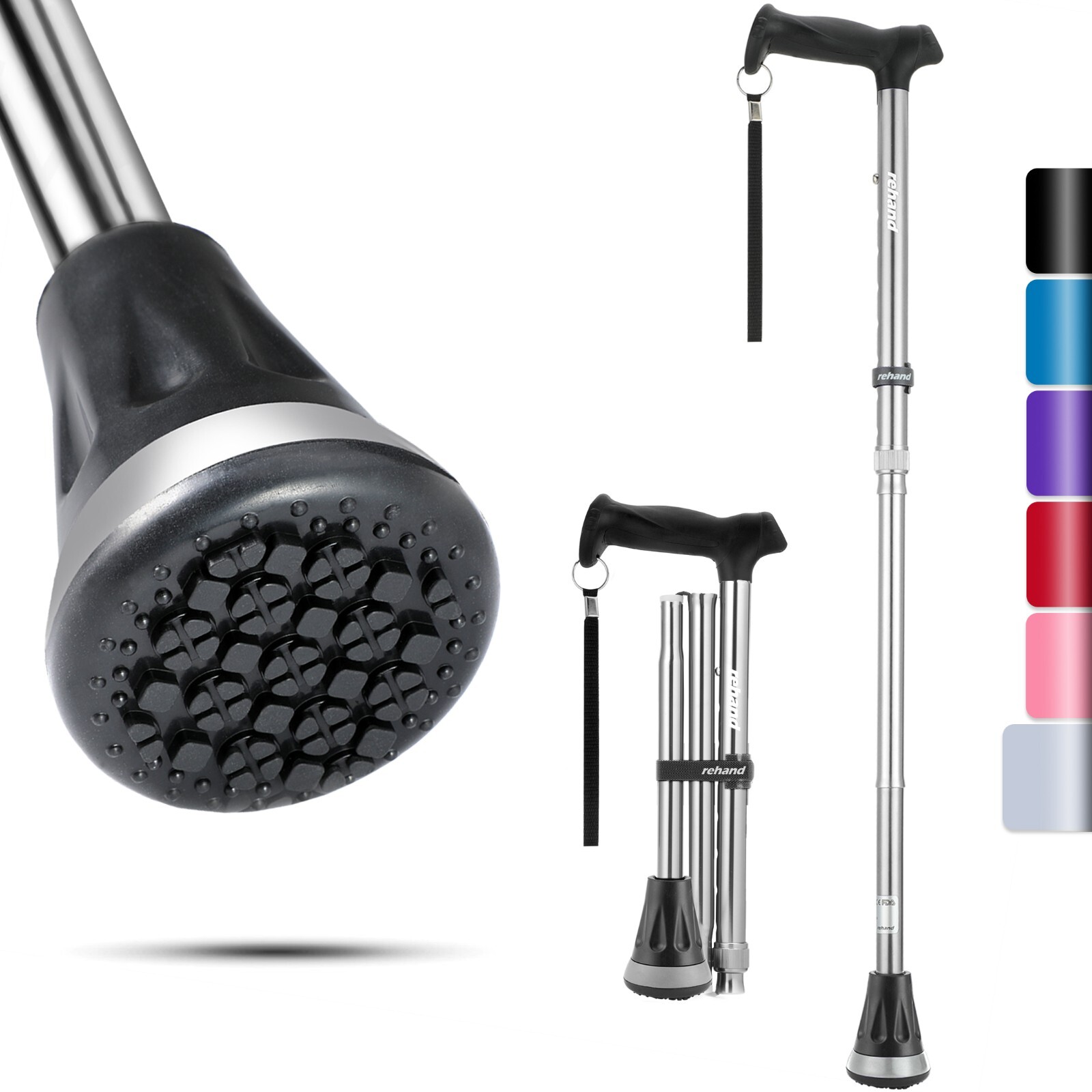 REHAND Foldable Walking Canes,Adjustable Height | Lightweight & Durable | Heavy