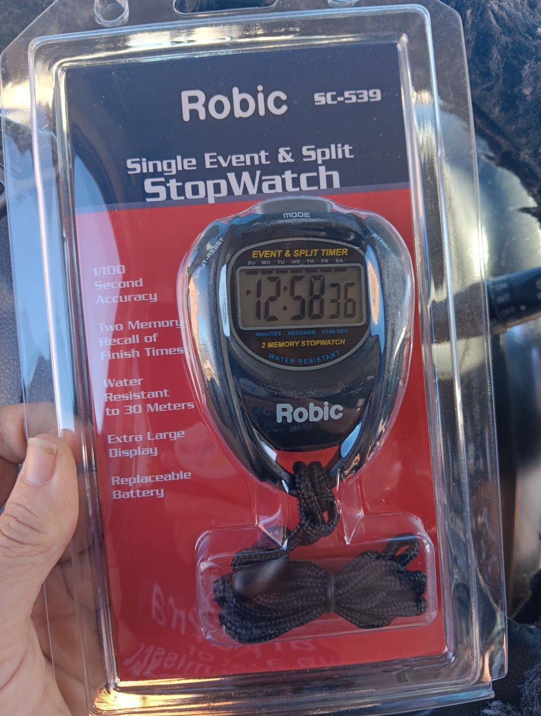 Robic SC~539. 1.100 Sec Accuracy Dual Memory 3 Line Stopwatch, Slate Gray Red