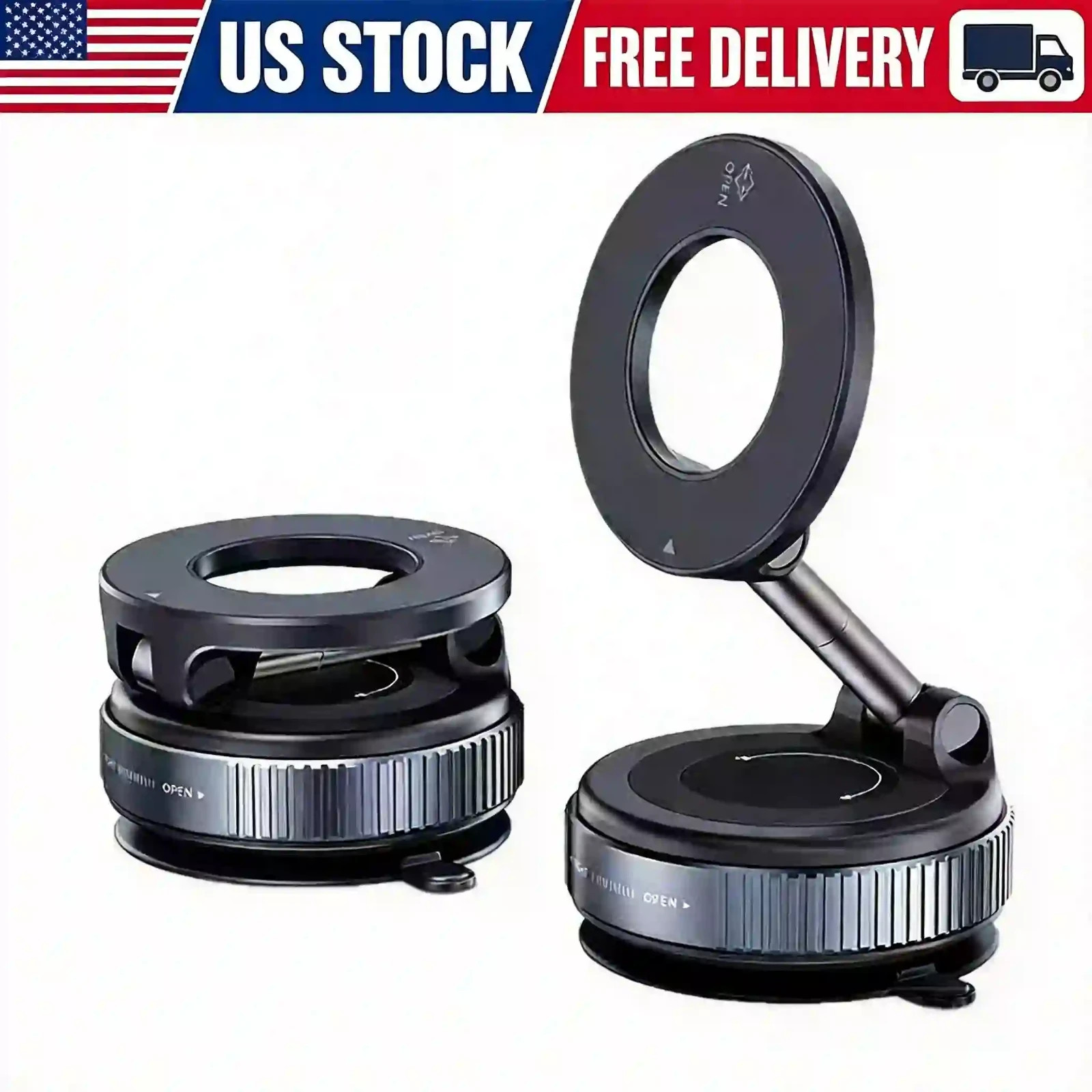 Car Phone Holder Stand Vacuum Suction Cup Magnetic 360° Rotation Mount US