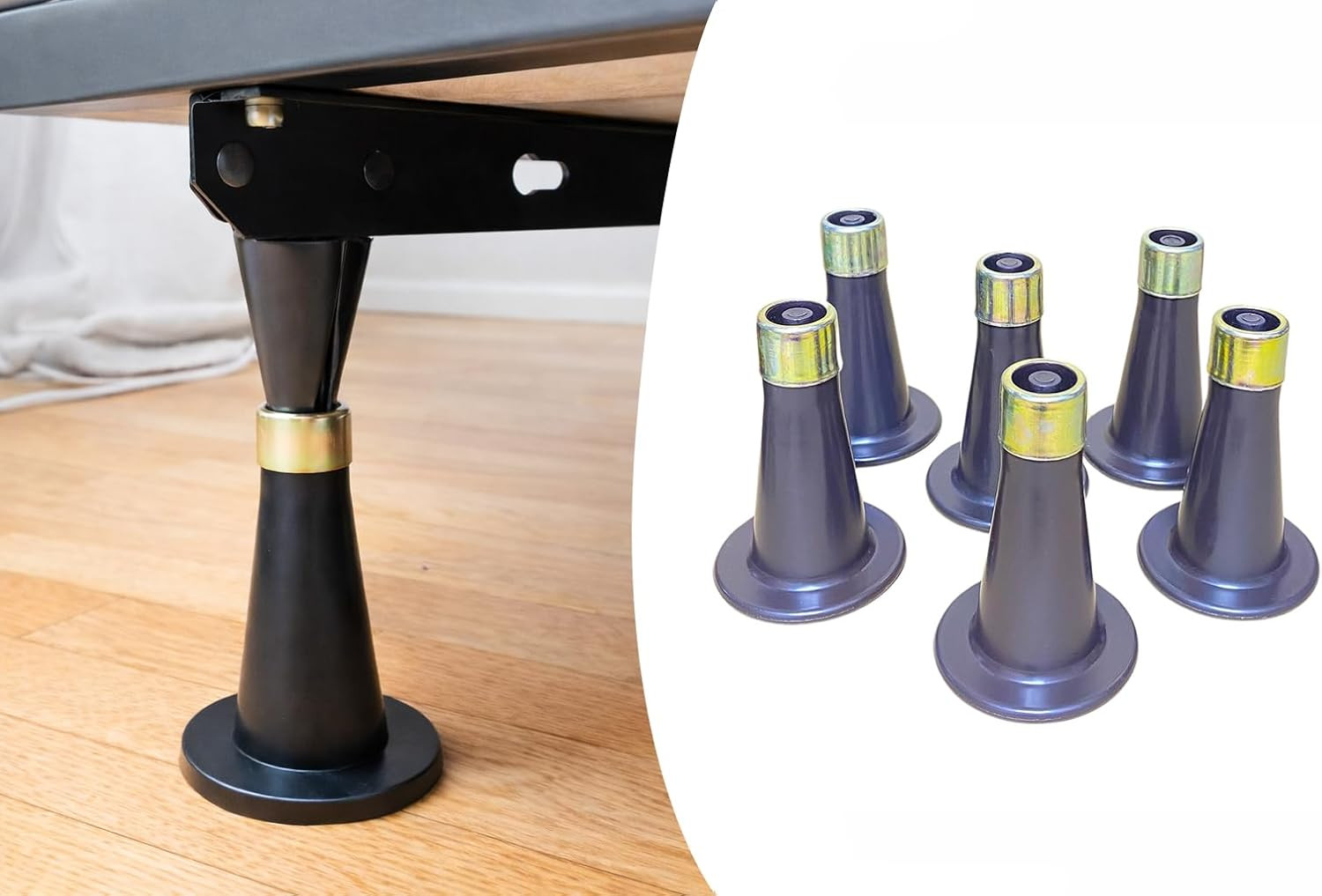 6PCS Reinforced Replacement Bed Frame Feet to Replace Wheels. Easy to Install, P