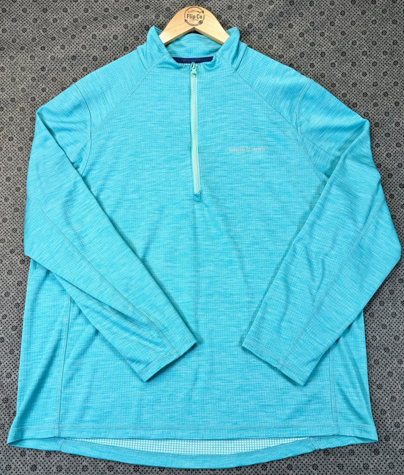 Vineyard Vines Pullover Mens XL Turquoise Performance Quarter Zip Long Sleeve