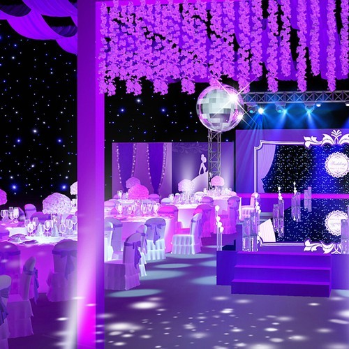 LED Stage Backdrop Blue & White Light Starry Sky Backdrop Star Curtain 13*x13ft