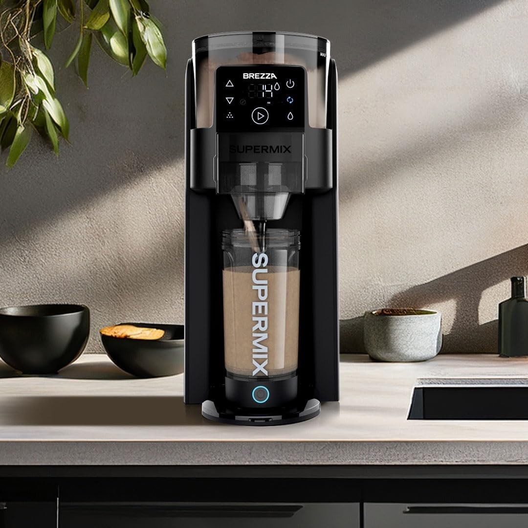 Brezza Supermix Protein Shake Maker Black Electric Auto Blender Dispenser System