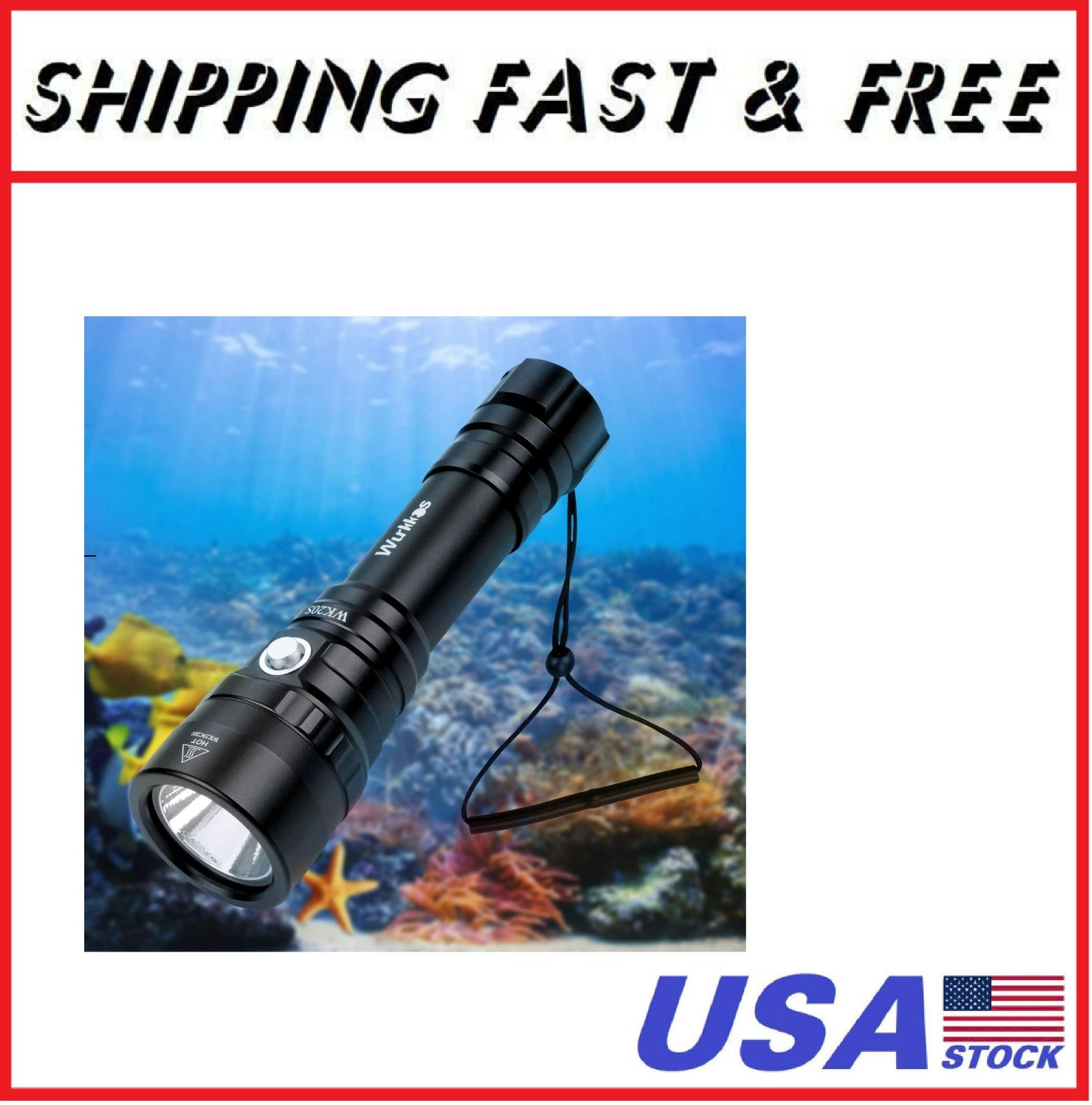 WK20S Scuba Diving Flashlight,2000 Lumen Dive Flashlight 363M Long Range SST40