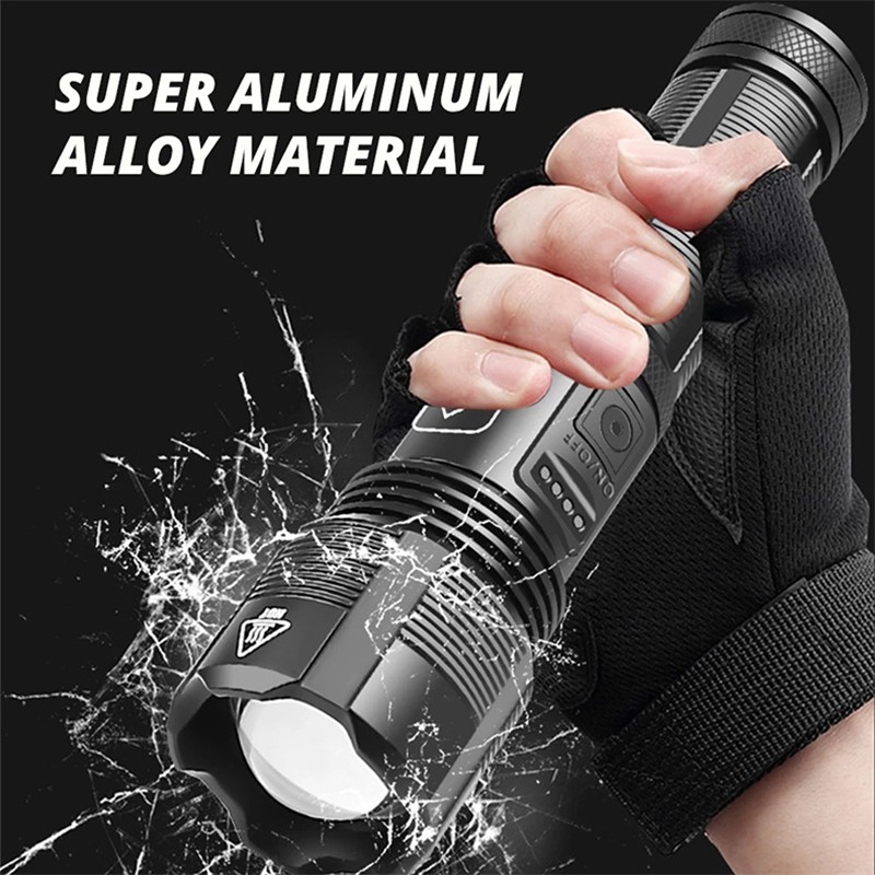 New Super Bright LED Tactical Flashlight USB Rechargeable Zoomable Torch Lamp