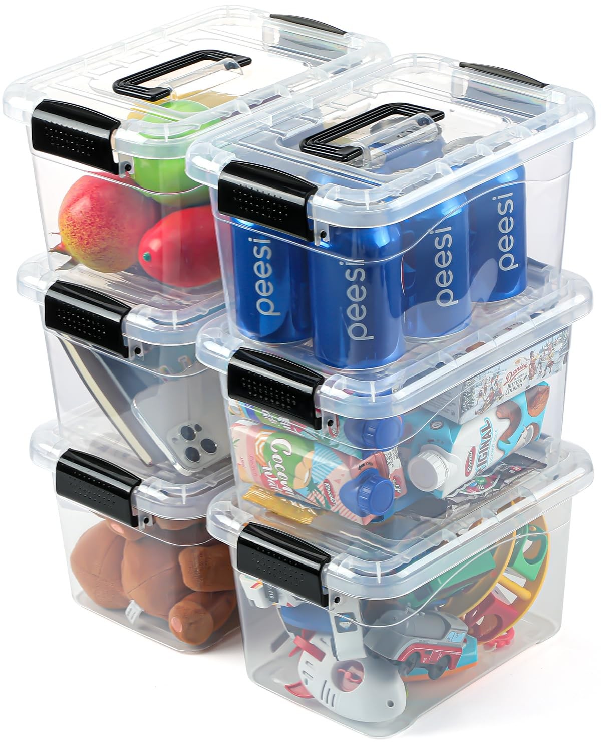Eoenvivs Plastic Storage Bins Lids 6 Packs 7 Quart Storage Organizer Bins