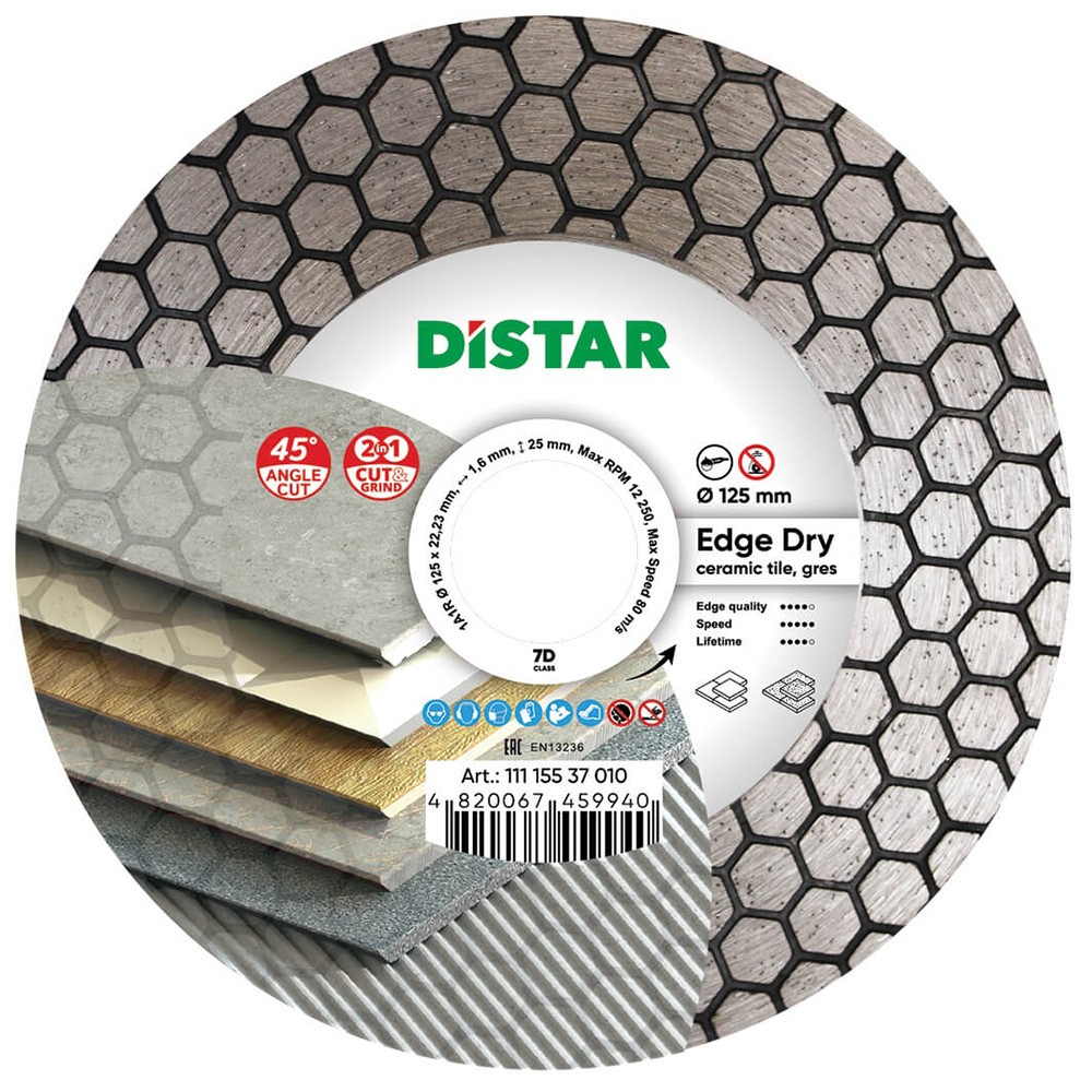 5" Distar Edge Dry Diamond Cutting Blade For hard Ceramics -- Advanced