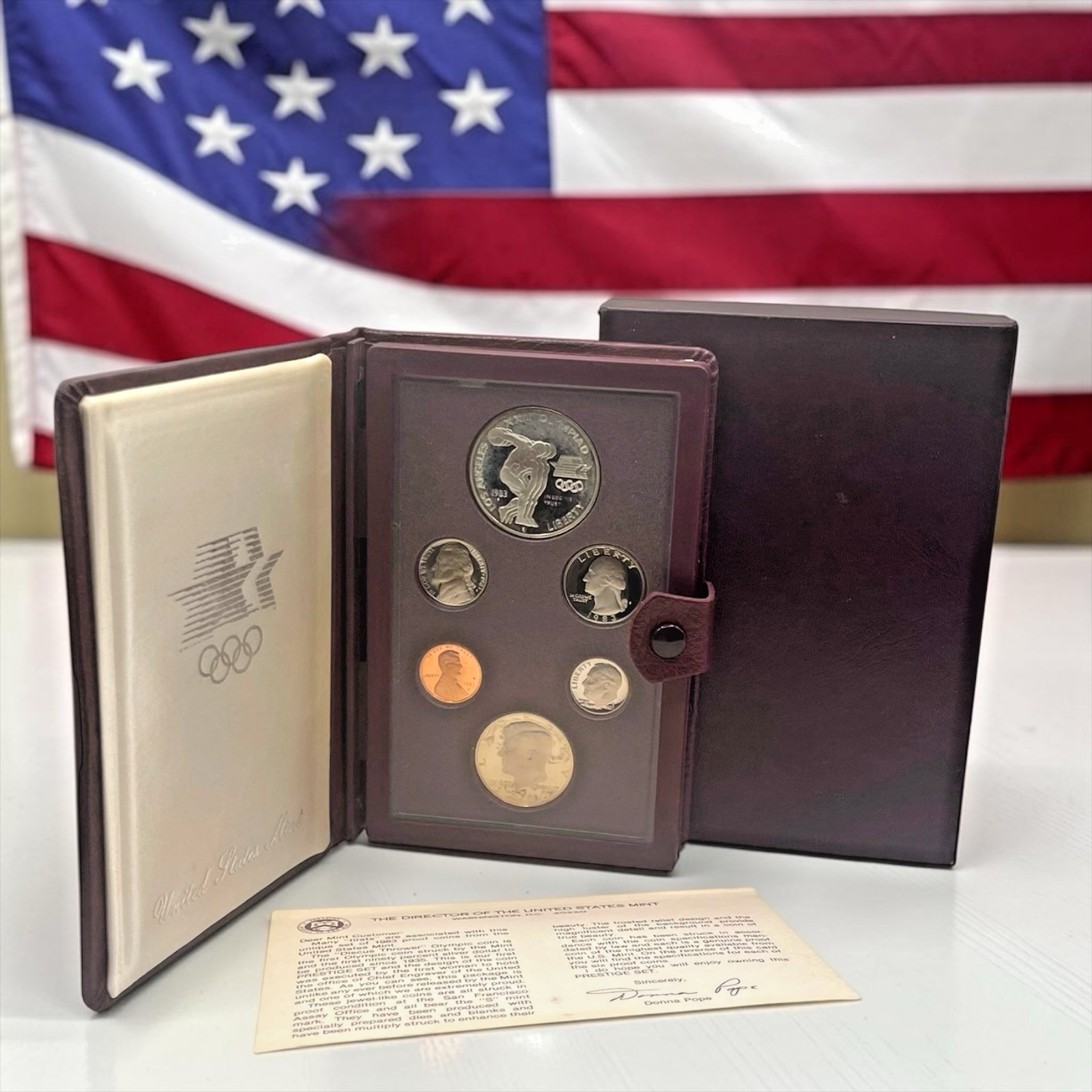 1983 S Proof Sets: Prestige Set - 90% Silver Olympic Dollar w/ OGP & Card