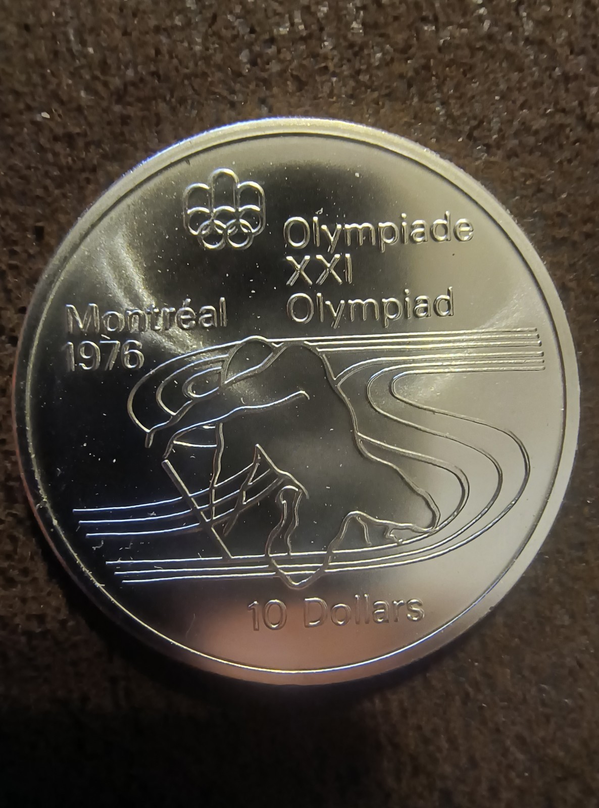 1975 CANADA Elizabeth II Olympic Montreal Paddler BU Silver $10 Coin