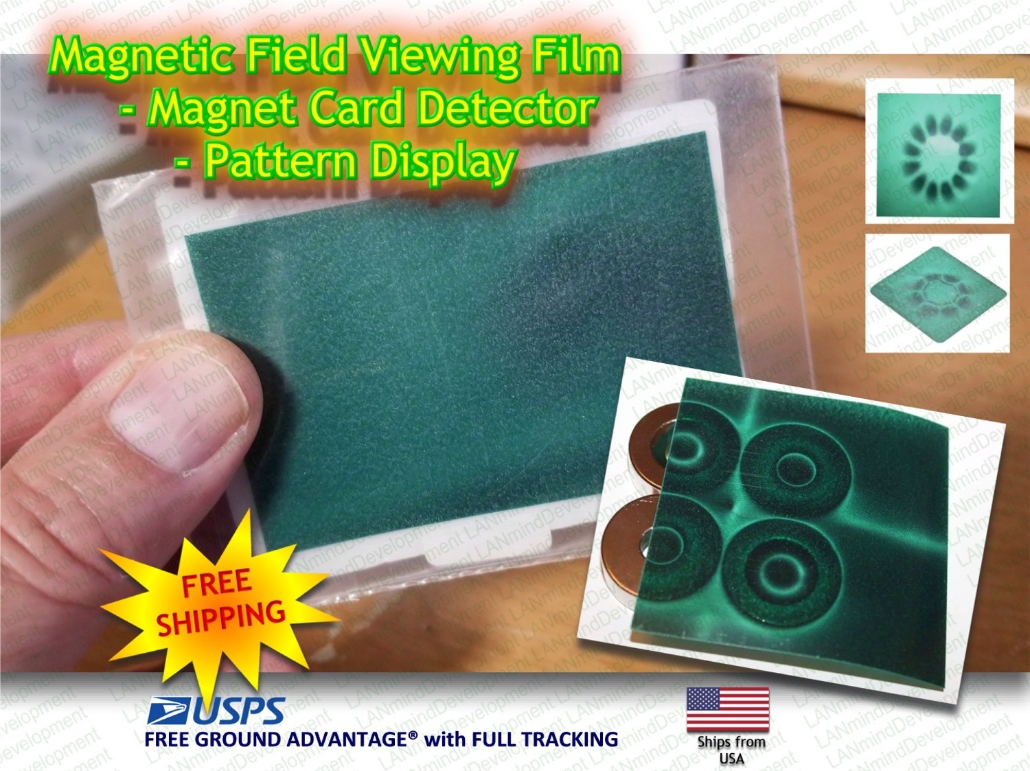 Magnetic Viewing Film - Magnetic Field Display Film 2" x 3"  - FREE SHIPPING!!!