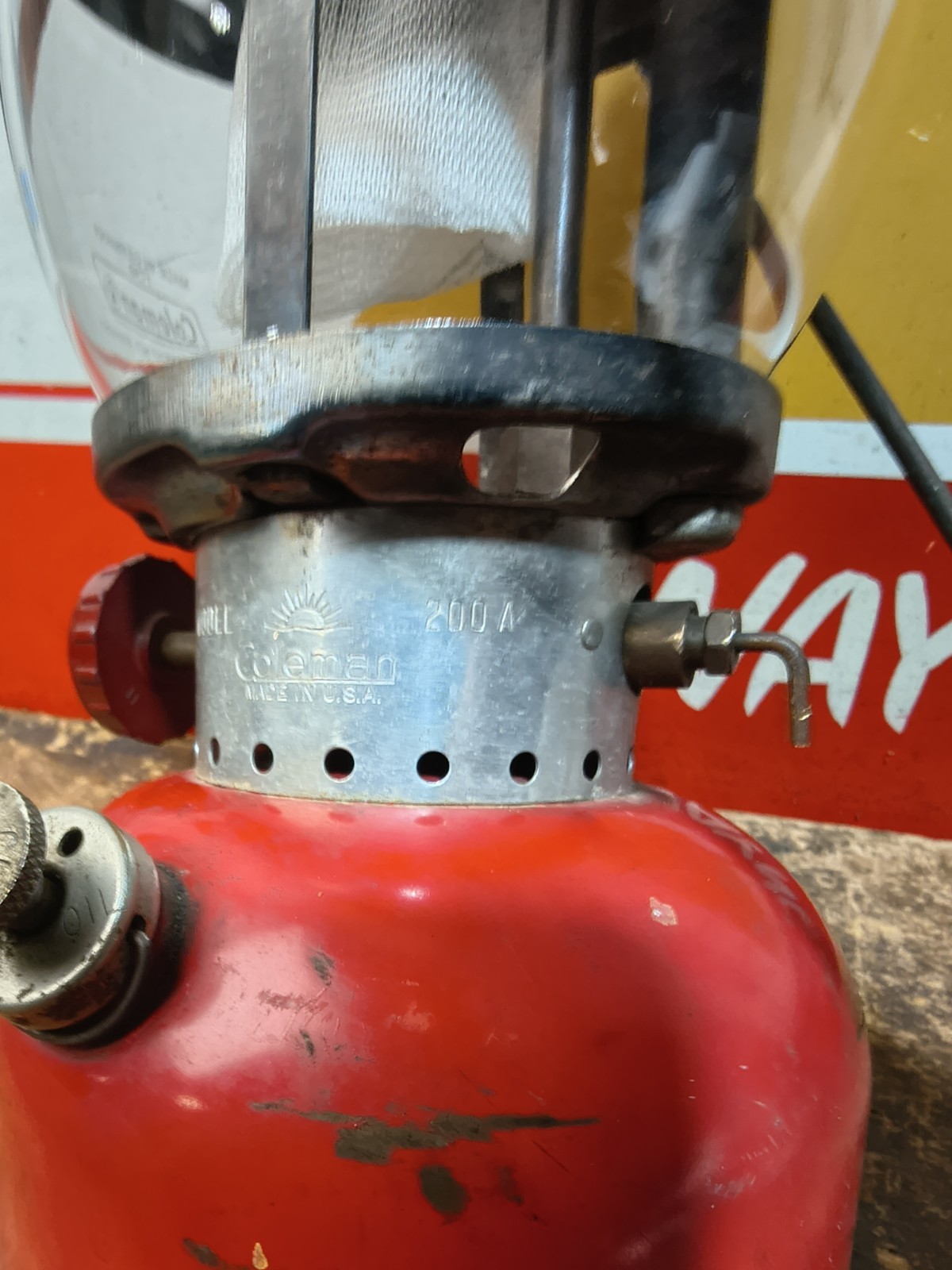 Coleman 1966 Lantern Red 200A with Globe Camping Dated 8/66 Tested Works
