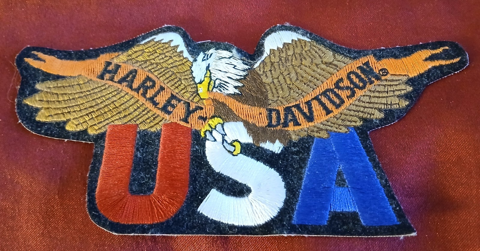 Vtg Harley Davidson Patch USA Eagle 6.5" X 3.25" NEW RARE NOS Retired Patriotic