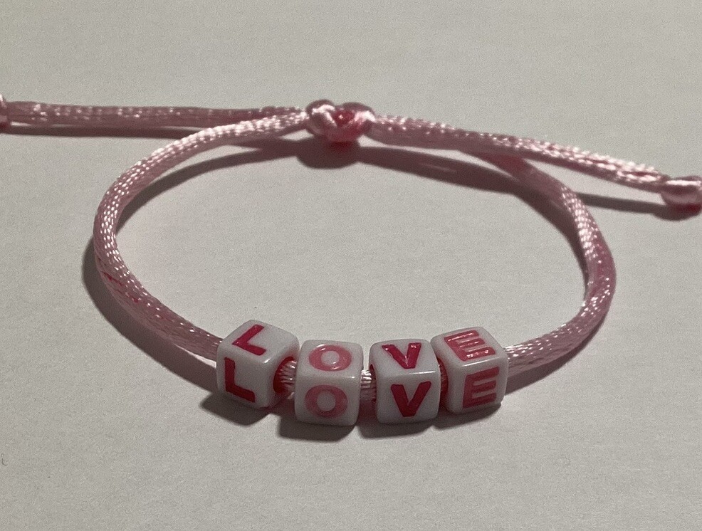 Valentine’s Girls Bracelet | Love Beaded Pink Adjustable Bracelet | Party Favors