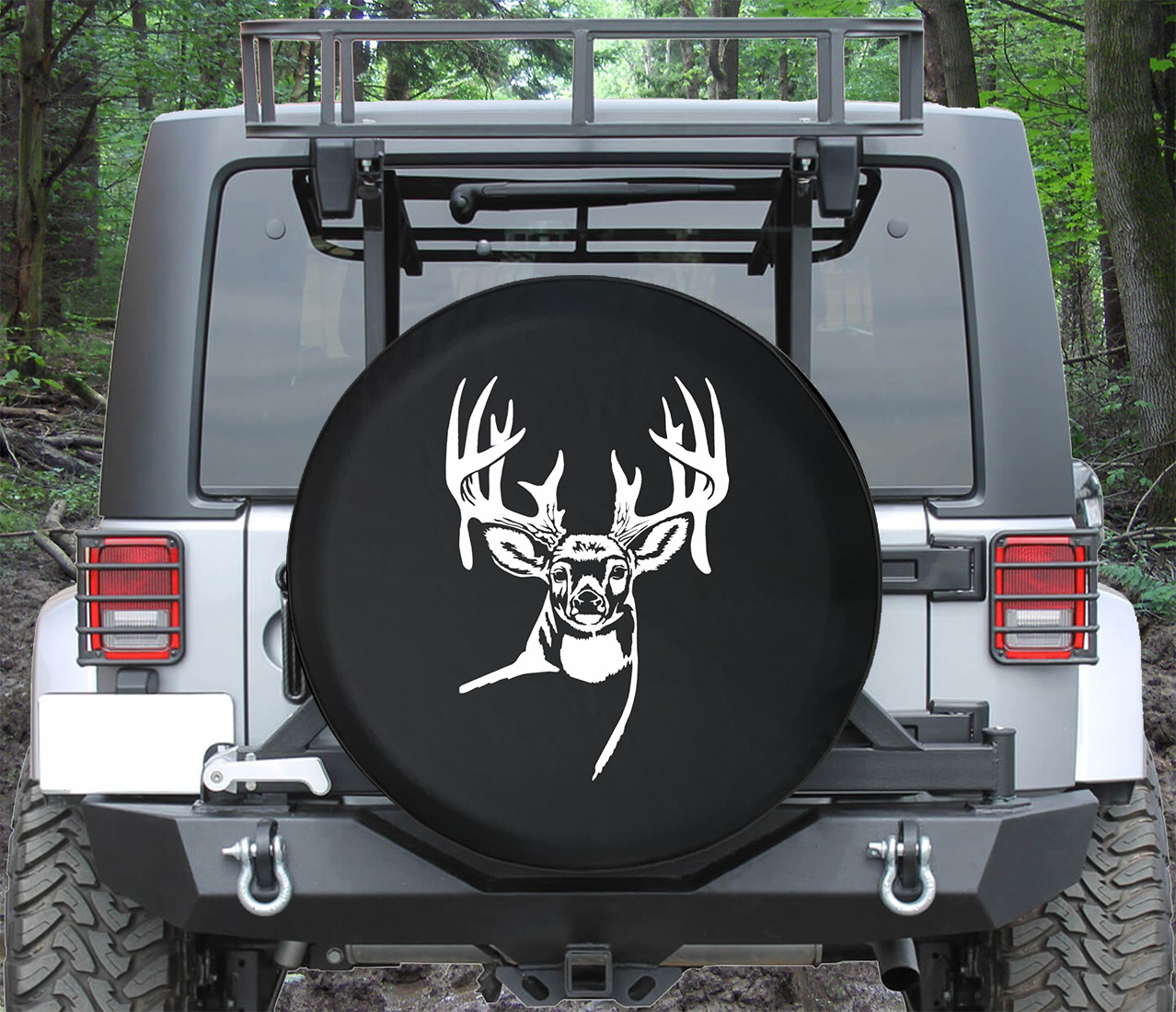 Spare Tire Cover Deer w Antlers Looking Forward Hunting Auto Accessories