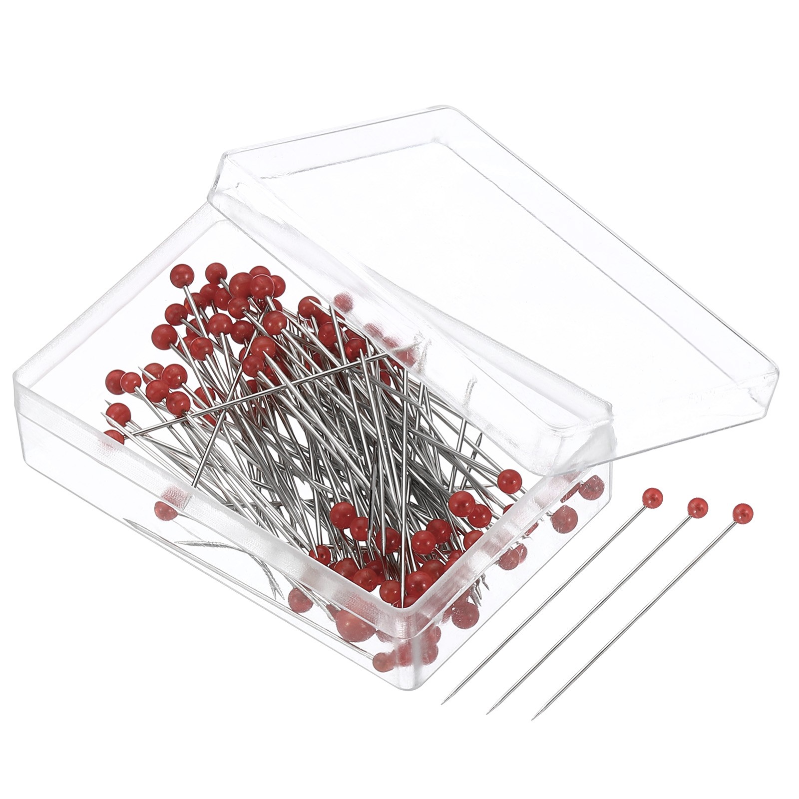 200Pcs Sewing Pins 1.5 Inch Pearlized Ball Head Pins Straight Pin Red