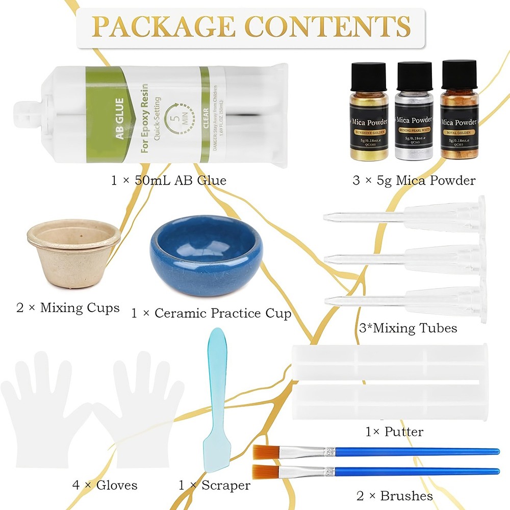 Comprehensive Practical Versatile Non-Toxic Reliable Kintsugi Ceramic Repair Kit