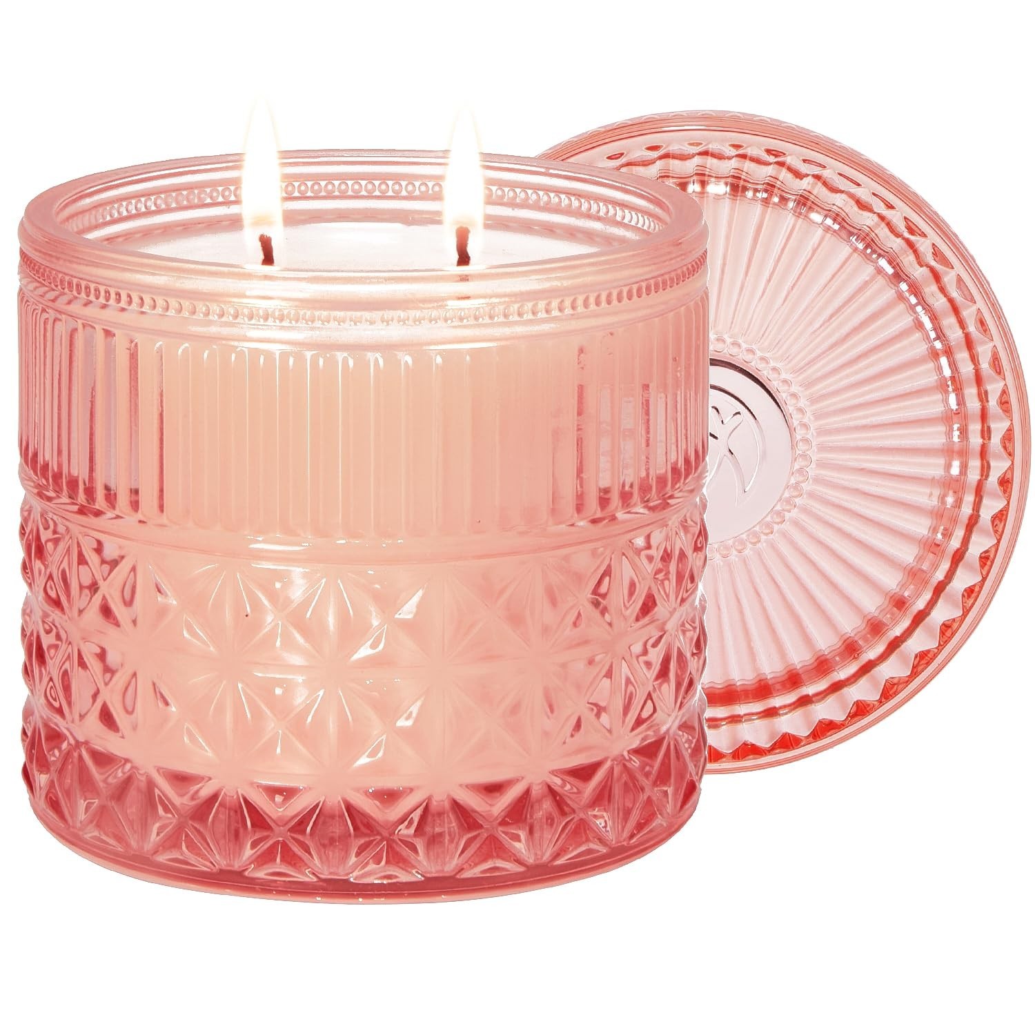 Chloefu LAN Rose Candle, Pink Candles Gifts for Women, Large 2-Wick Sandalwoo...