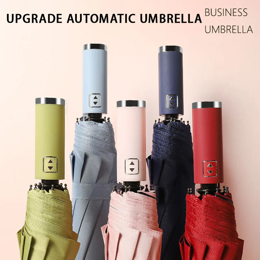 Stylish Automatic Umbrella - UV Protection, Windproof with 10 Reinforced Ribs, D
