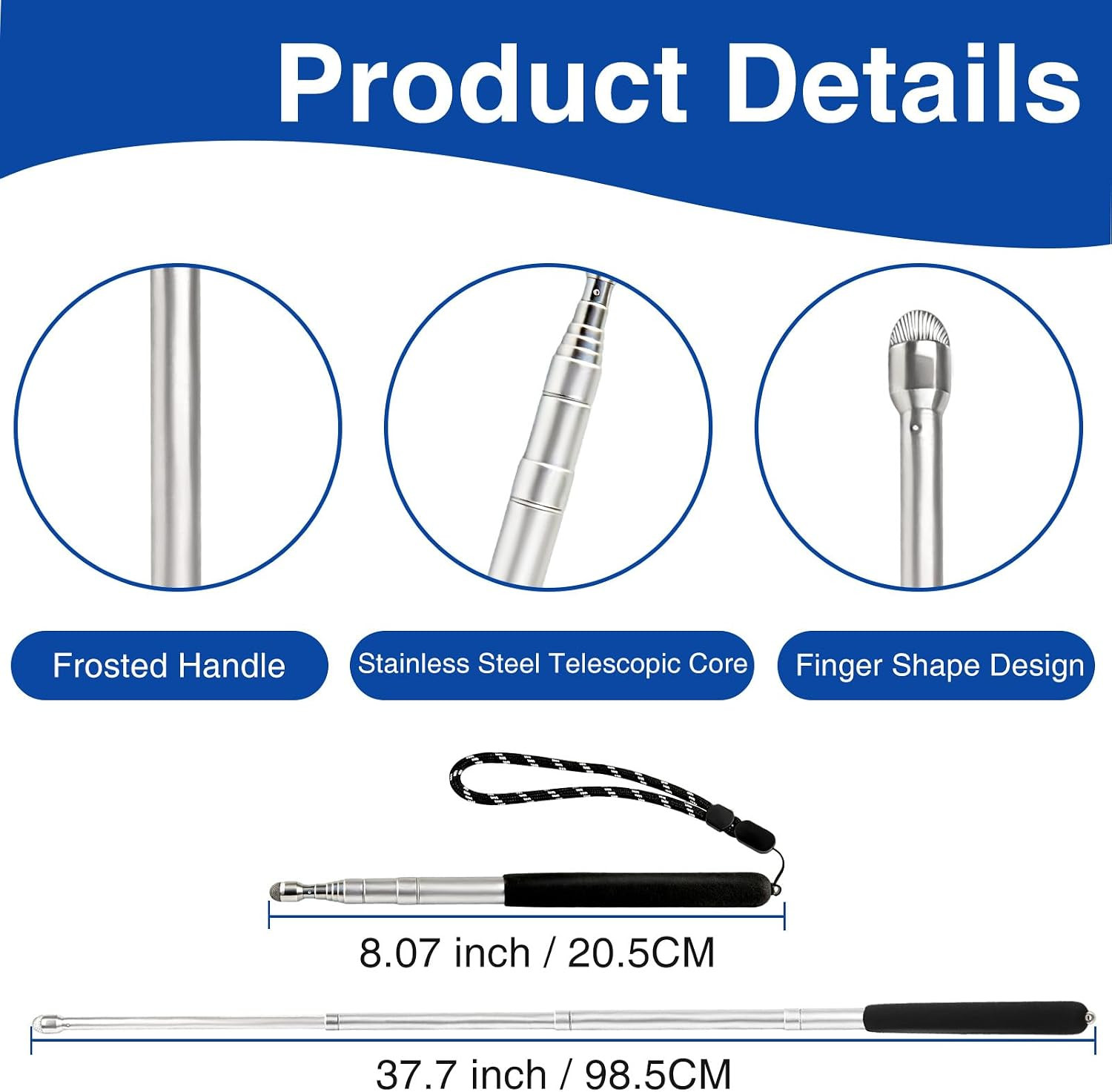 Retractable Pointer for Teachers-37.7" Telescoping Stylus Pen for Touchscreen...