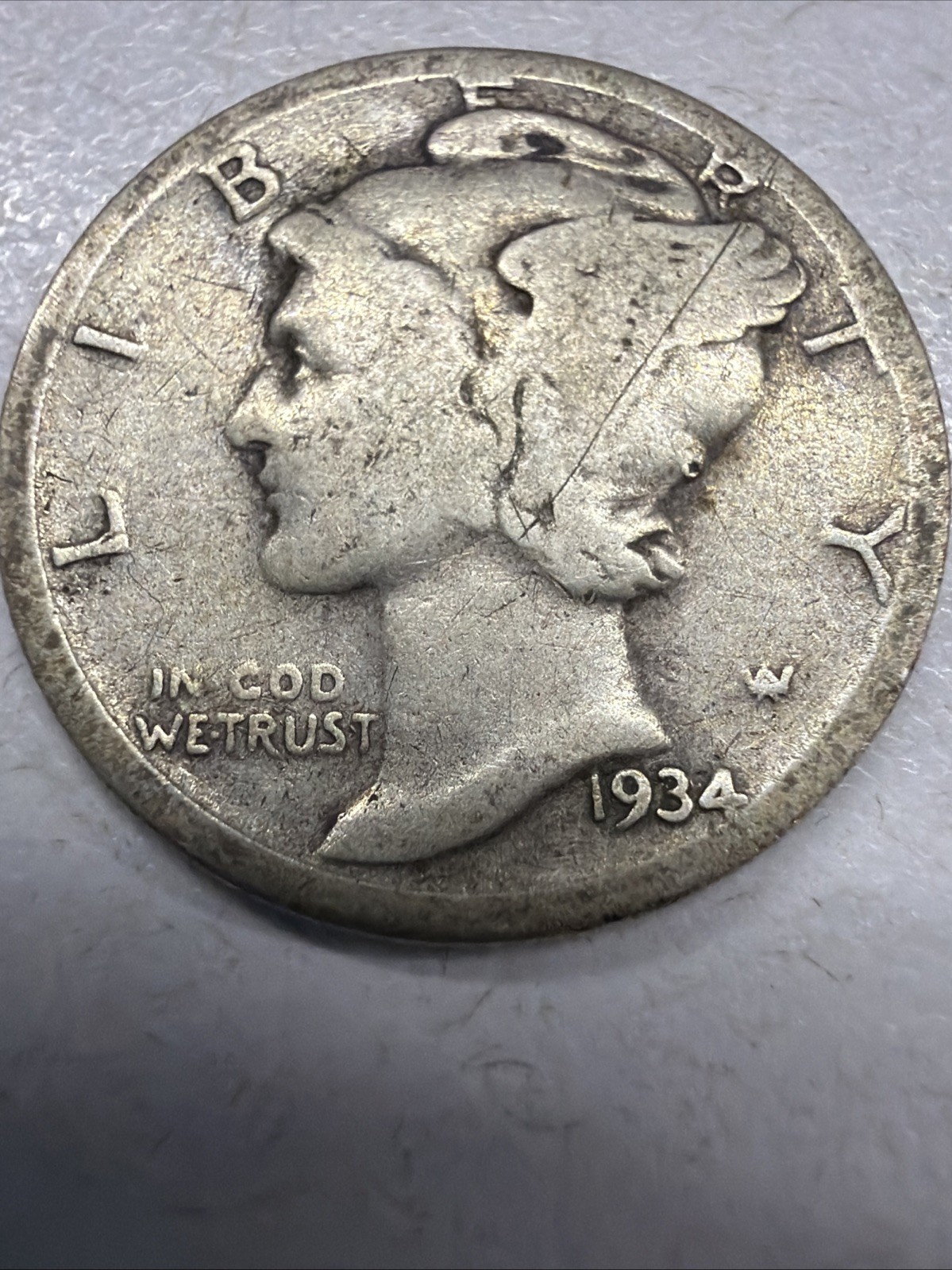 1934 Mercury Dime - Actual Silver Coin  Shown Same Day Shipping