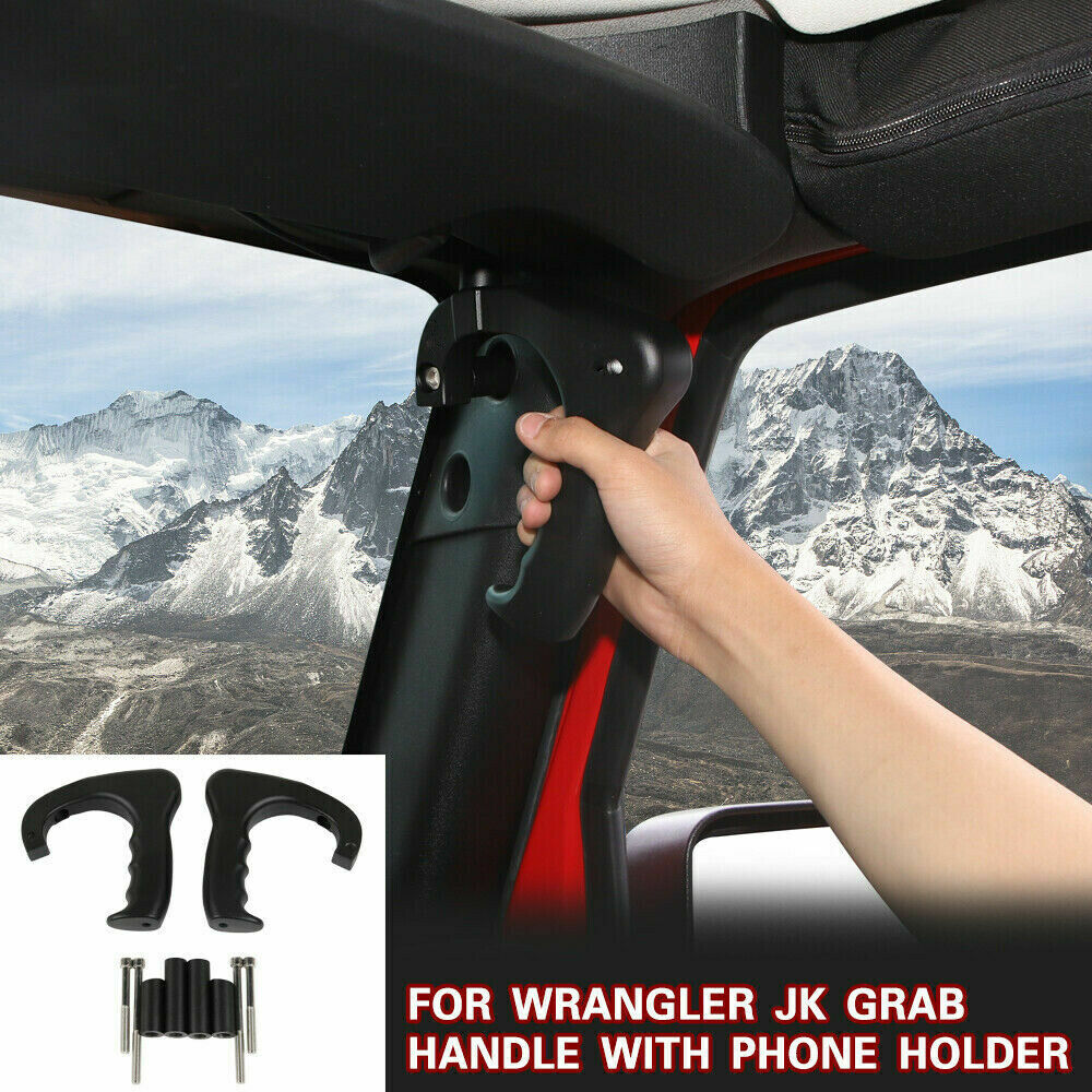 for Jeep JK Aluminum Front Grab Handles for Jeep Wrangler 2007-2018 JK JKU Black
