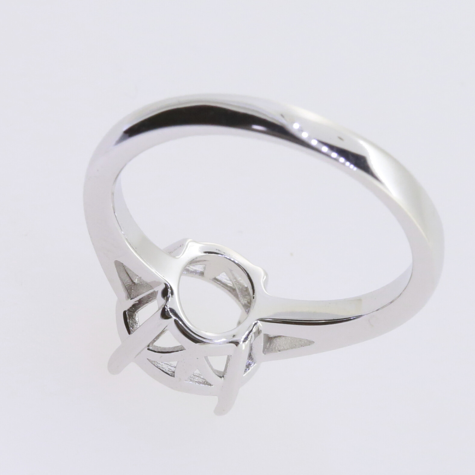 Sterling Silver Semi Mount Ring Setting Round RD 9x9mm Solitaire White