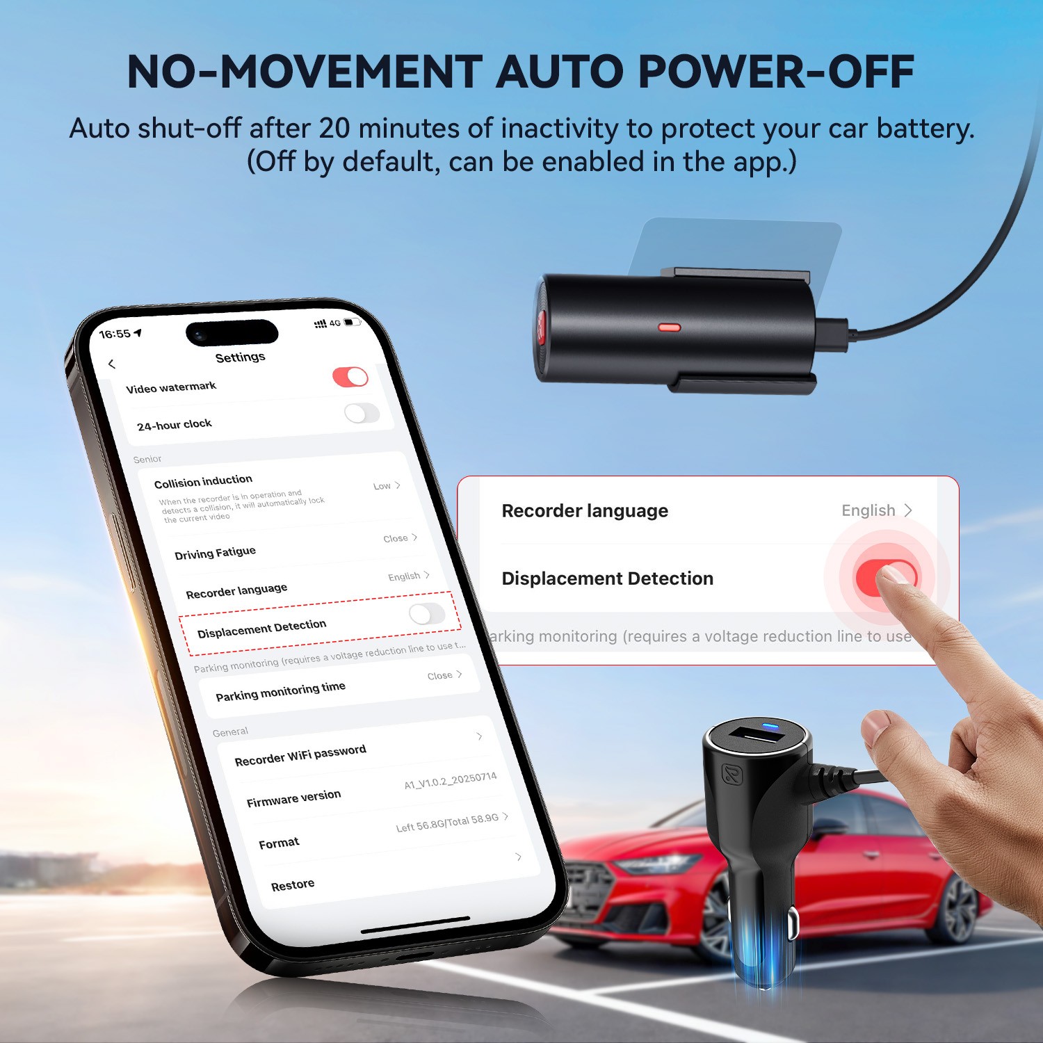 REDTIGER A1 4K Dash Cam APP Control Compact Mini Super Night Vision Hardwire kit