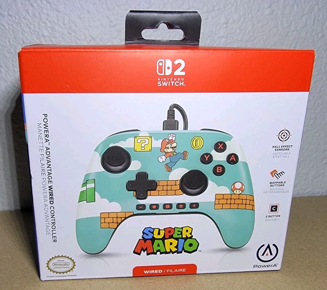 Nintendo Switch 2 Wired Controller Mario Time PowerA - New Factory Sealed