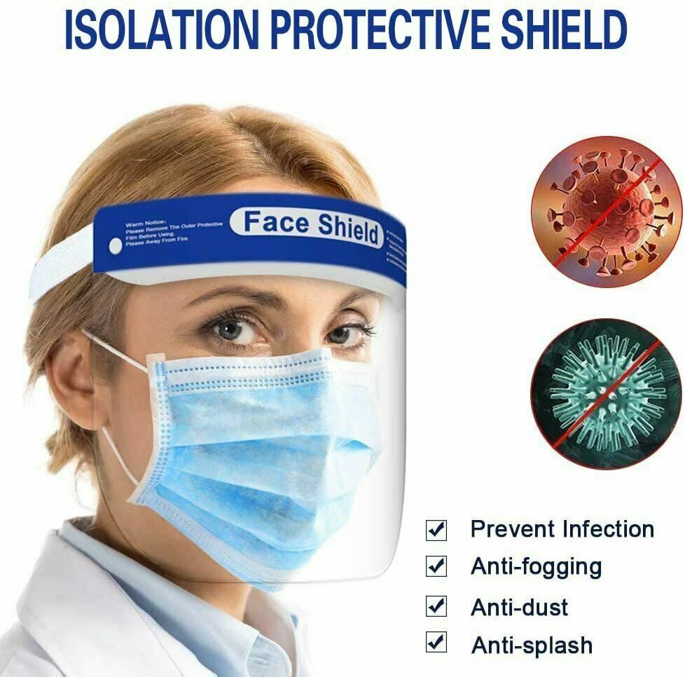 5 Pack Face Shield Reusable Washable Safety Protection Clear Anti Splash 