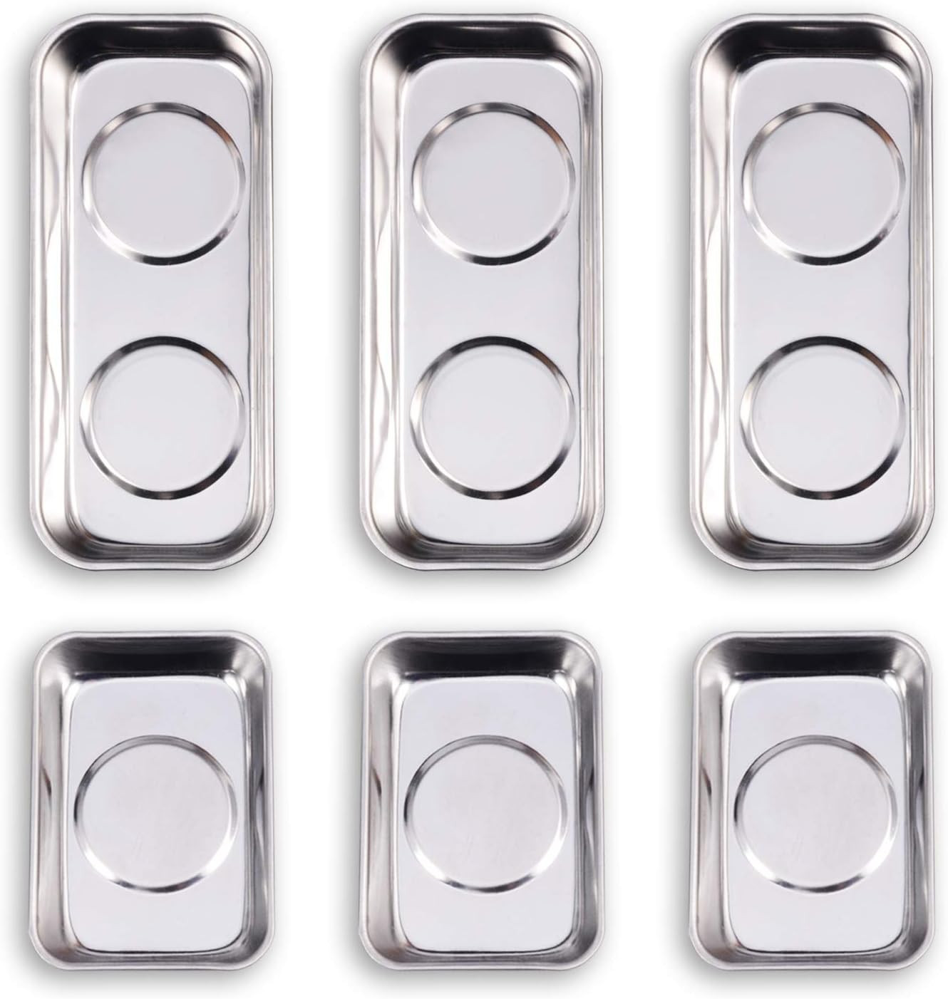 6-Piece Magnetic Tray Set (3.6" x 2.4" / 5.9" x 2.5" Square), Magnet Tool Trays