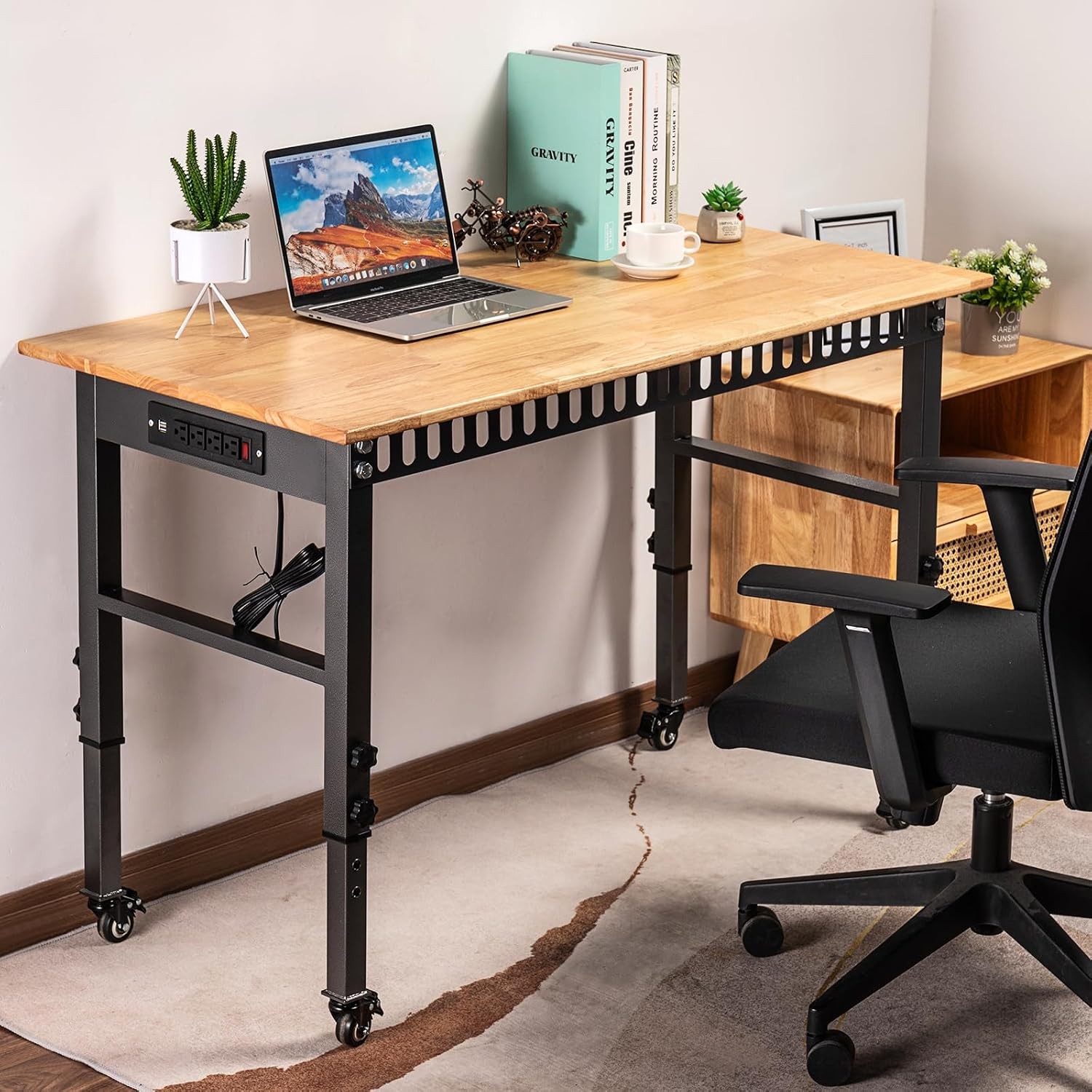 48 "Adjustable Workbench W/ Power Outlet Heavy Duty 2000 LBS Load Capacity