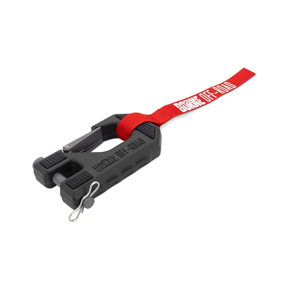 Borne Off-Road Replacement Synthetic Winch Rope, Hook, and Tether Strap, Red