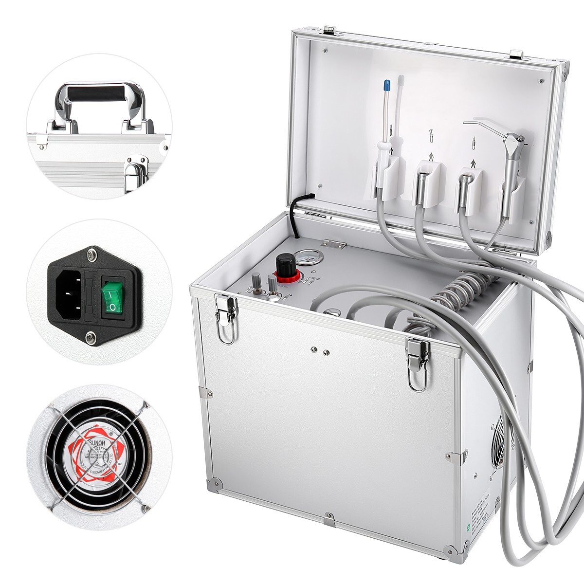 Portable Mobile Dental Delivery Unit Air Compressor Syringe Suction 4Holes