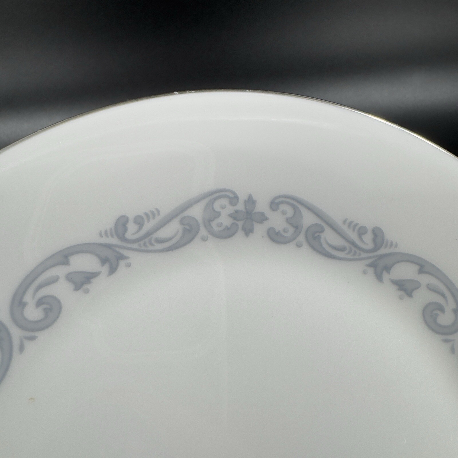 Minton Silver Scroll Pattern Round Porcelain Dish Plate Set 6 Made In England